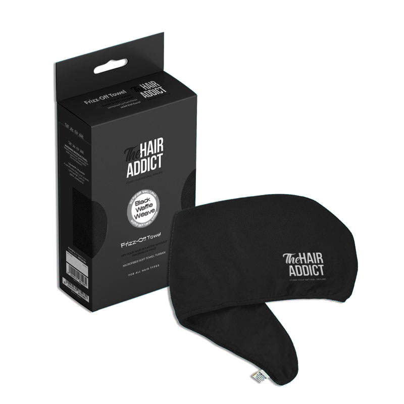 Frizz Off Towel - Black Waffle Weave-Medium